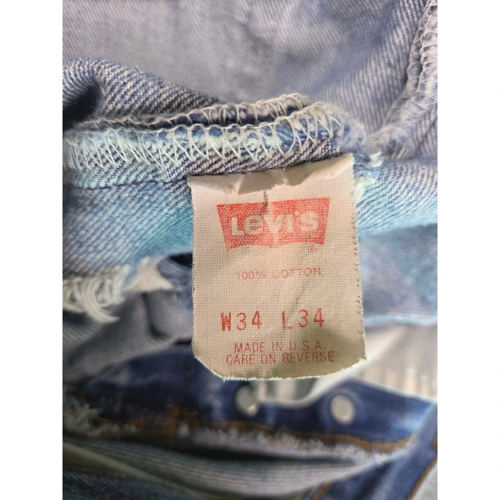 Vintage Levi's 501‎ Jeans Mens 34x34 Blue 80s Made in USA Button Fly Distressed